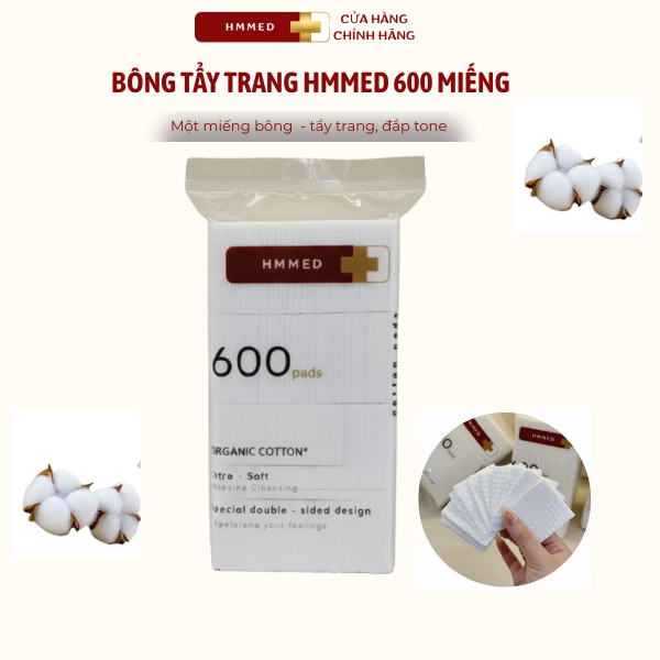 Bông Tẩy Trang 600M, Bông Tone HMMED,k sơ bông, thấm hút tốt,k rách dùng trong…