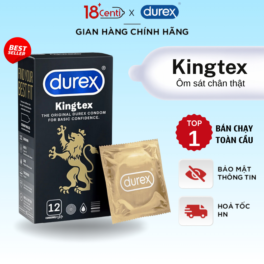 Bao Cao Su Durex Kingtex Ôm Sát Cho Cuộc Yêu Trở Nên Thú Vị 1 Hộp 12 - 18CENTI
