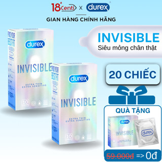  Combo 2 Bao cao su Durex siêu mỏng Invisible hộp 10 bao hàng chính hãng - 18Centi 