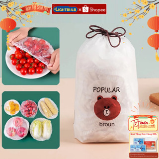 Màng Bọc Thực Phẩm LIGHTBULB - Combo 5 Túi 500 Chiếc Có Chun Co Giãn Chùm Đầu Bảo Quản Thực Phẩm