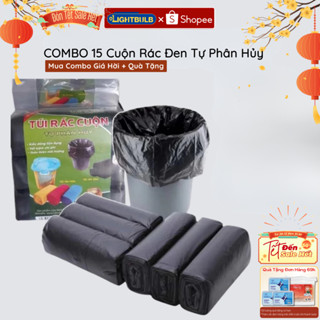 Túi Đựng Rác Đen Tự Phân Hủy LIGHTBULB - Combo 15 Cuộn Túi Đựng Rác Kích Thước 55*65CM