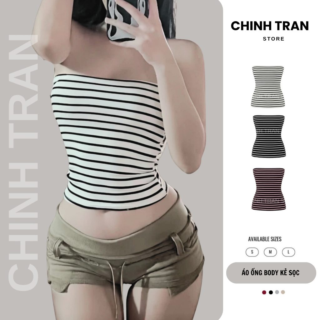    TĂNG SIZE KHI ĐẶT  Áo Ống Sọc Ngang Form Ôm Body - Chinh Trần Store 