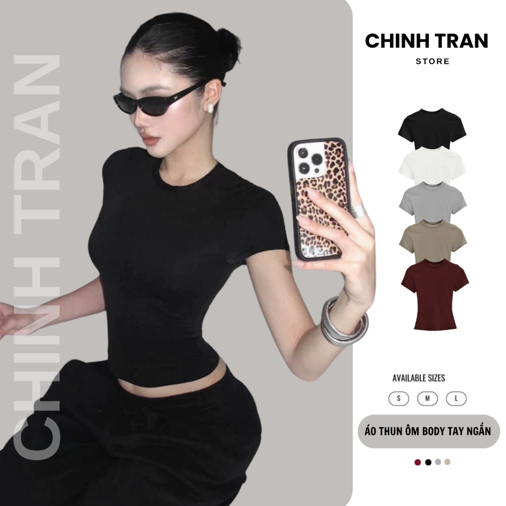 Áo Thun Nữ Ôm Body Cổ Tròn Cotton Trơn Mềm Mịn Mát - Chinh Trần Store