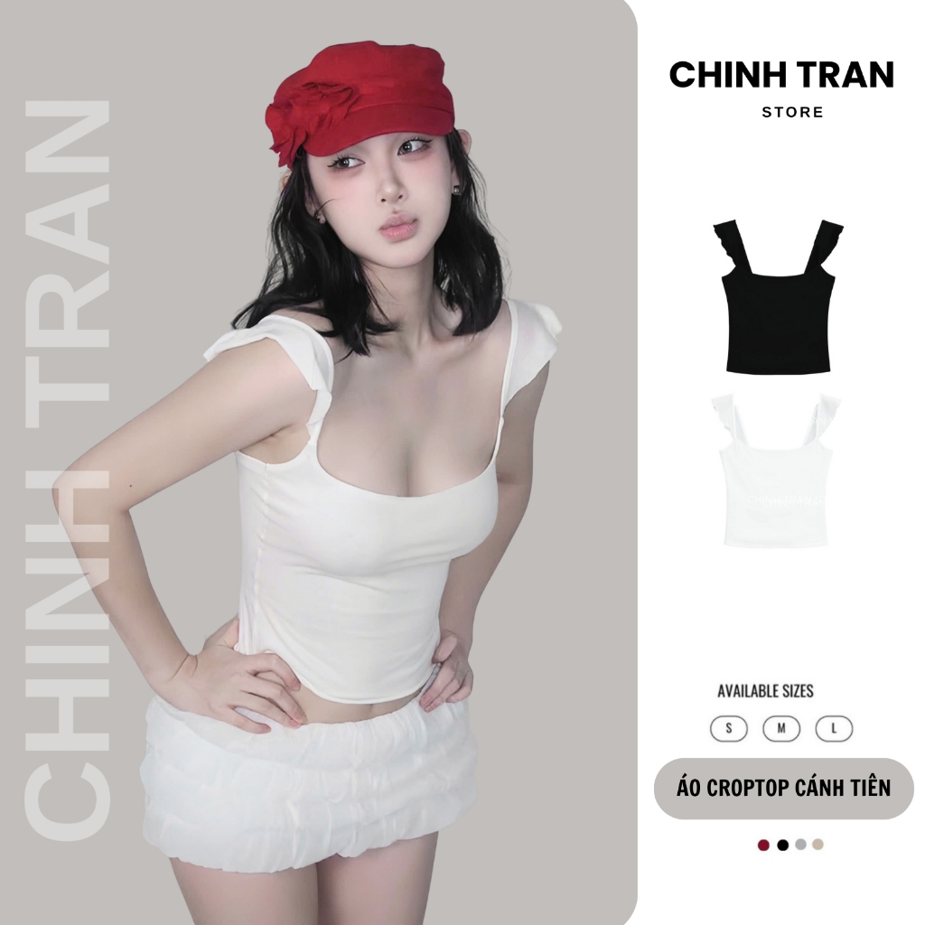 Áo Croptop CÁNH TIÊN  Ôm Body Chất Thun Cotton Co Giãn Mềm Mát Nữ Tính - Chinh Trần Store