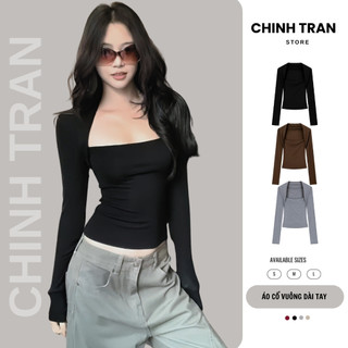  Áo Thun Nữ Ôm Body Cúp Ngực Dài Tay Thun Cotton Co Giãn Mềm Mịn - Chinh Trần Store 