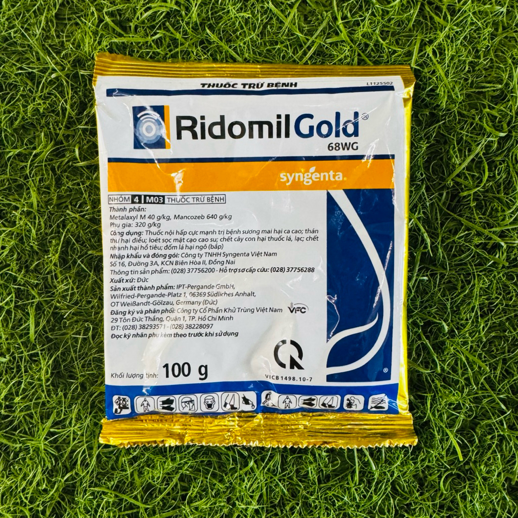 Ridomil Gold 68WG gói 100gr - SYNGENTA, chuyên sương mai, thán thư.