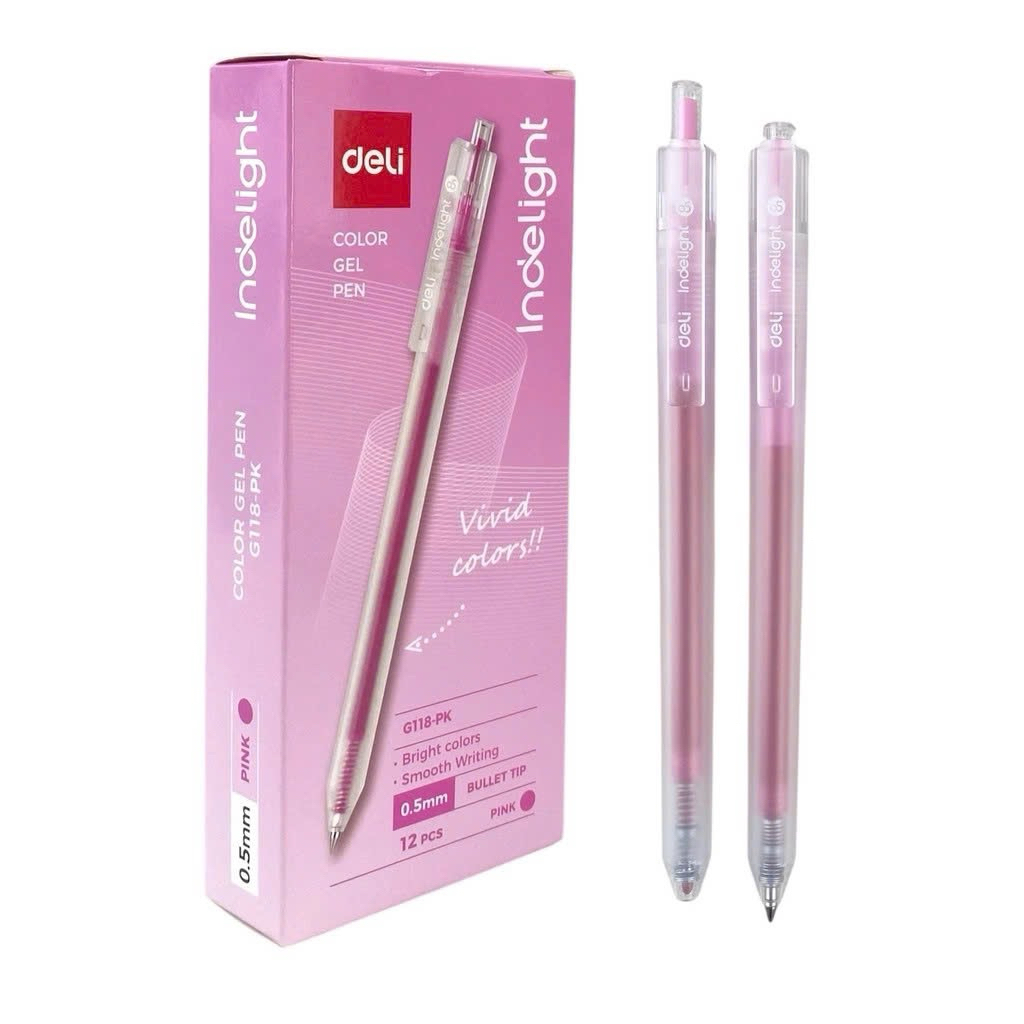 [ Combo 2 Cây ] Bút gel mực hồng Deli EG118 viết gel pen DELI G118