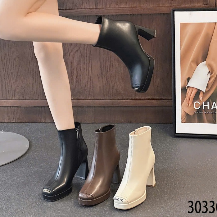 Bốt nữ cao gót da mềm 30330 fulbox - HACHI SHOES