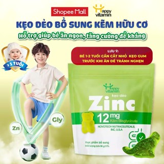  Kẹo dẻo ZinC bổ sung kẽm hữu cơ Happy Vitamin - Hỗ trợ ăn ngon miệng hấp thu dinh dưỡng  Túi 39v  