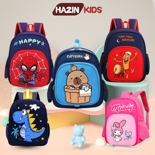  Balo cho bé trai bé gái đi học mầm non 1-5 tuổi Hazin Kids chống thấm nước in hoạ tiết Người nhện Hello Kitty Labubu 