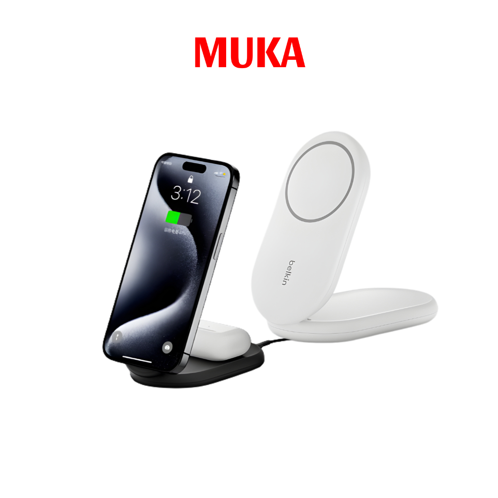 MUKA- Belkin Sạc không dây công suất sạc 15W đặt tự động hút Không cần tháo ốp bám chắc không rơi