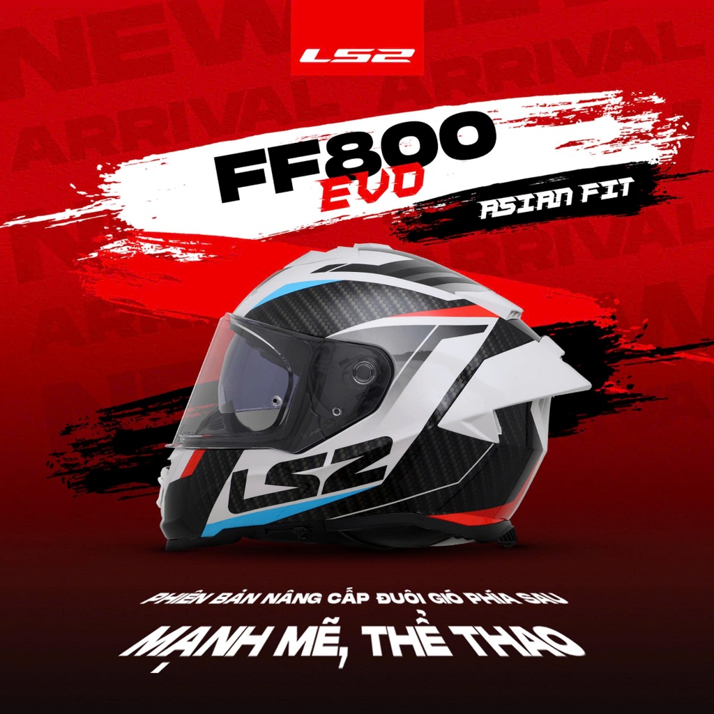 Mũ Bảo Hiểm Fullface LS2 FF800 Storm II EVO Chuẩn Asian Fit Tặng Pinlock Bảo Hành 5 Năm [Chính hãng]