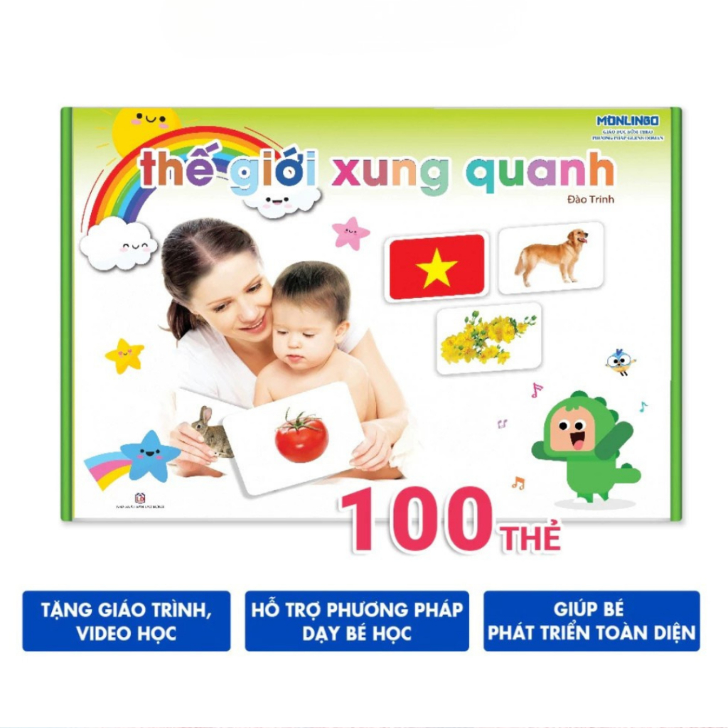 Bộ 100 Thẻ Học Thông Minh Cho Bé TNBOOKS, Song Ngữ Anh - Việt Giúp Bé Nhận Biết Thế Giới Xung Quanh