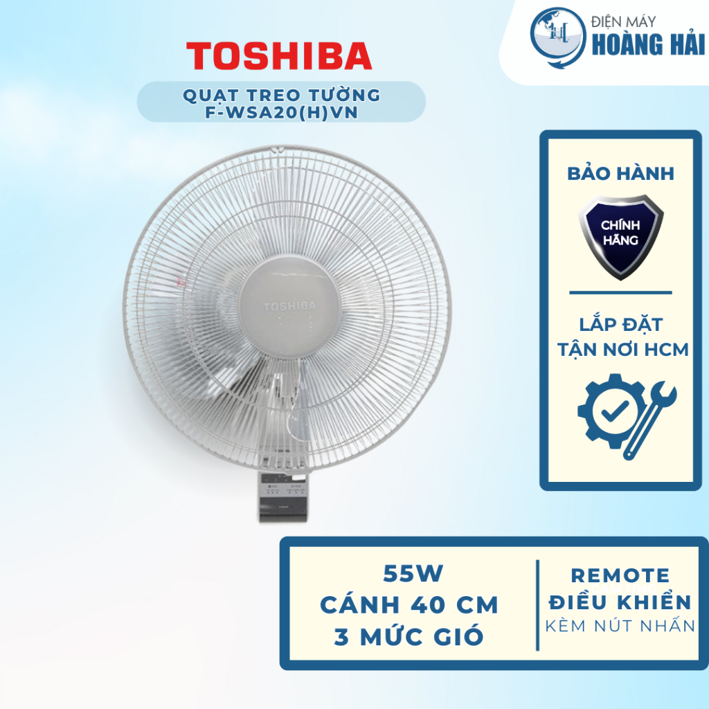 F-WSA20(H)VN | Quạt treo tường Toshiba 3 cánh F-WSA20(H)VN 55W, 3 chế độ gió, remote từ xa