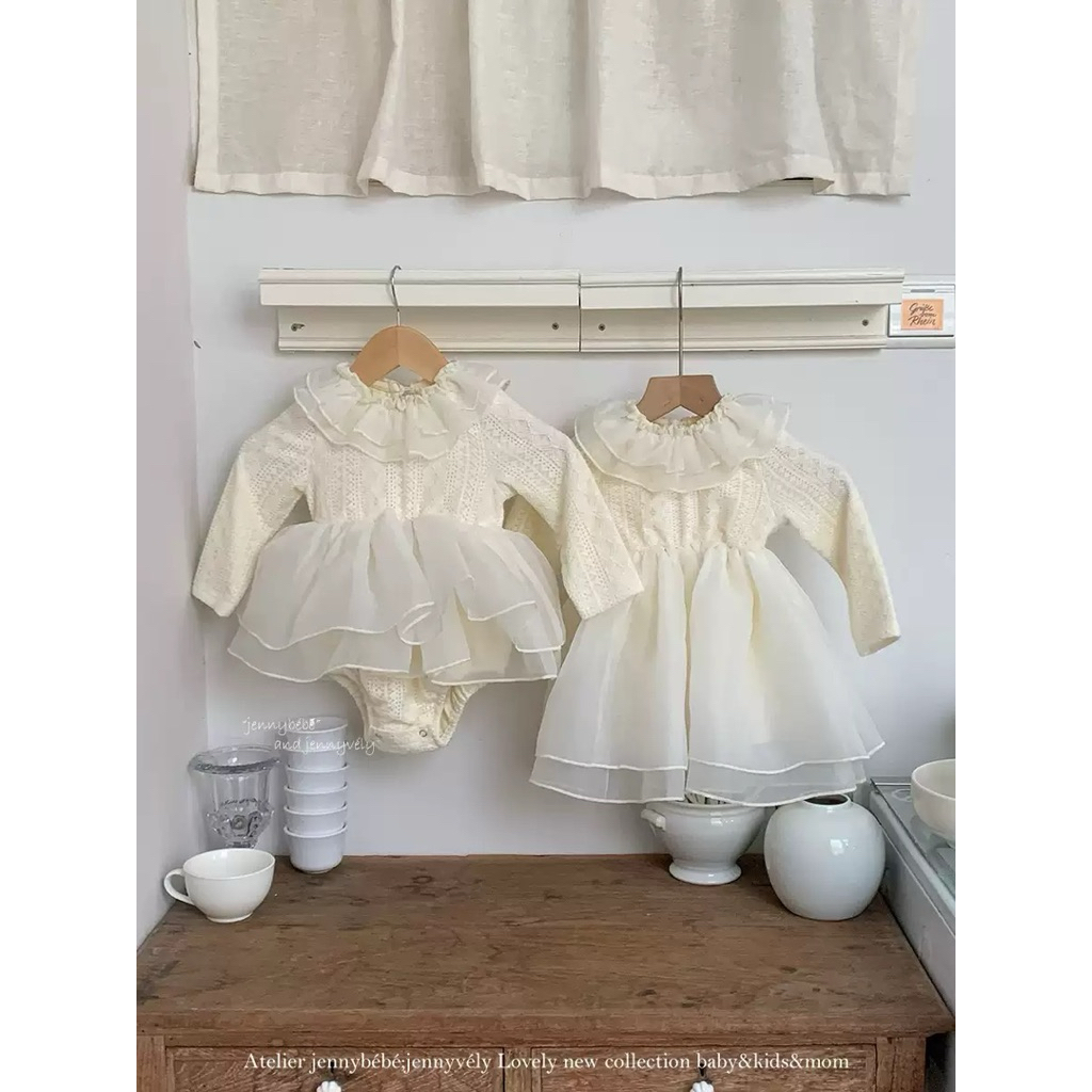 Jenny be bé order Suit Dài Tay Phối Voan Xoè Công Chúa Cho Bé Gái