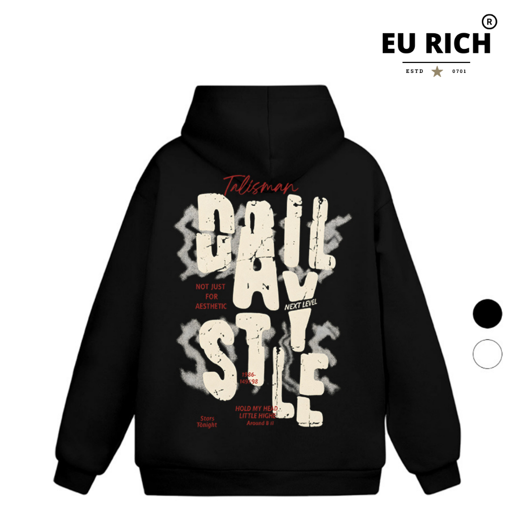Áo Hoodie Eu Rich Premium Nỉ Grunge Daily Style Graphic