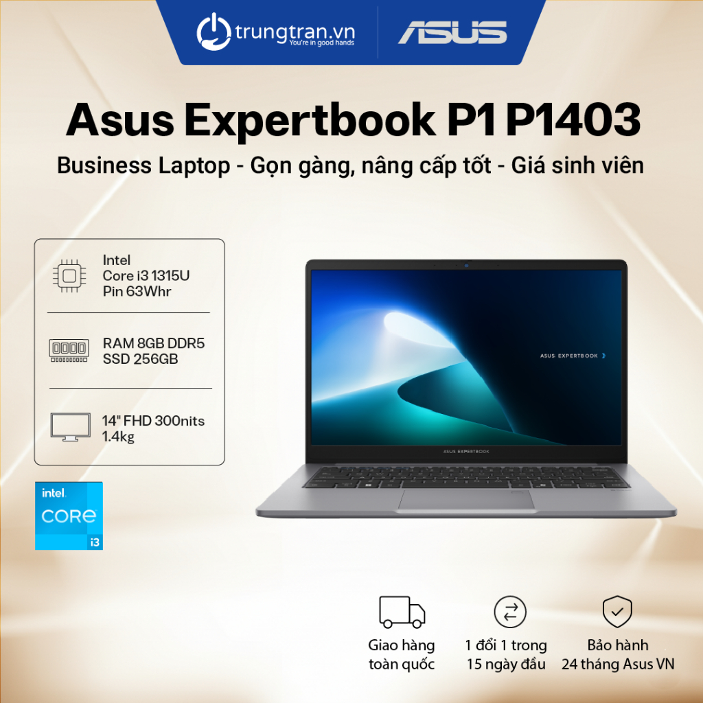Laptop Asus ExpertBook P1 P1403 | Core i3 / i5 / i7 | RAM 8GB - 16GB | 14" FHD - Trung Trần Store