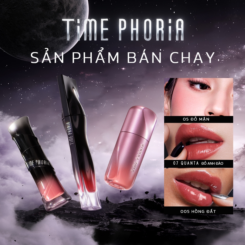 【Bộ sưu tập bán chạy nhất】TIME PHORIA son tint lì lâu trôi son bóng nhẹ mô má hồng dạng kem mịn lì