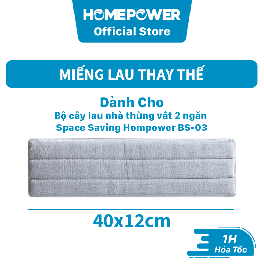 Miếng lau nhà sợi Microfiber cao cấp 40x12 cm - Bông lau thay thế cho Bộ cây lau nhà tự vắt Homepowe