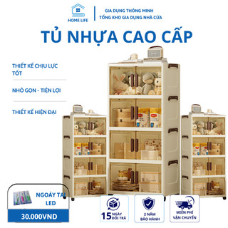 Tủ nhựa gấp gọn thông minh, Tủ nhựa đựng đồ 2 cánh mở , bánh xe 360, bảo hành 6 tháng