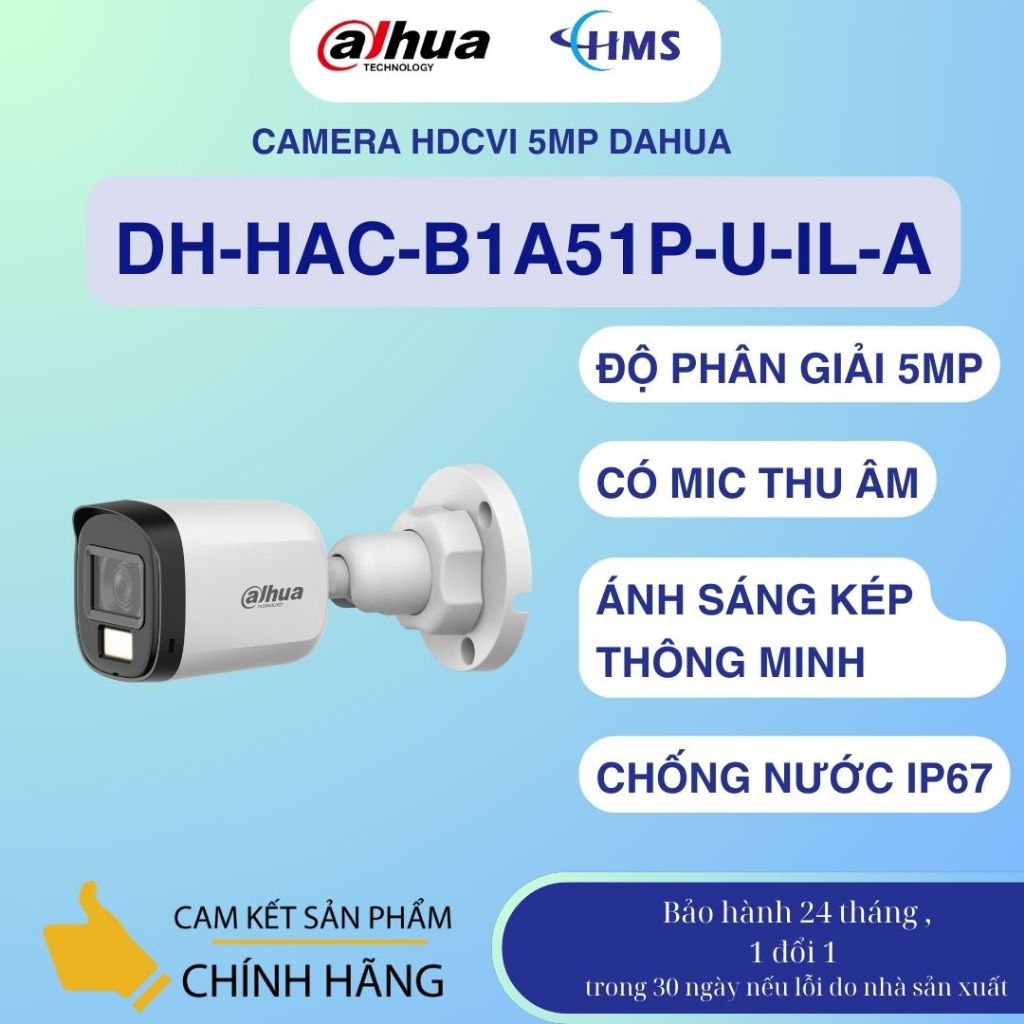 Camera Màu Mic 5MP Dahua đồng trục mã DH-HAC-B1A51P-U-IL-A