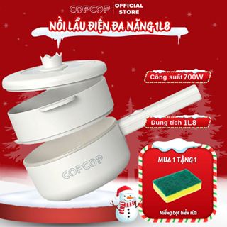  Nồi lẩu điện đa năng COPCOP nồi lẩu mini dung tích 1,8L nhỏ gọn tiện lợi chống dính dễ dàng vệ sinh 