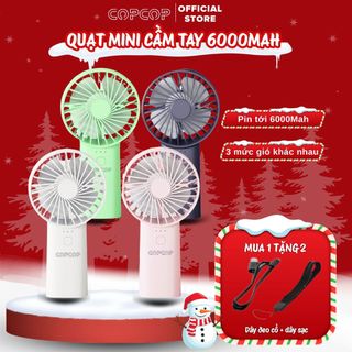  Quạt cầm tay mini pin tích điện COPCOP quạt để bàn dụng lượng 6000mah 3000mah 3 tốc độ gió đèn pin 