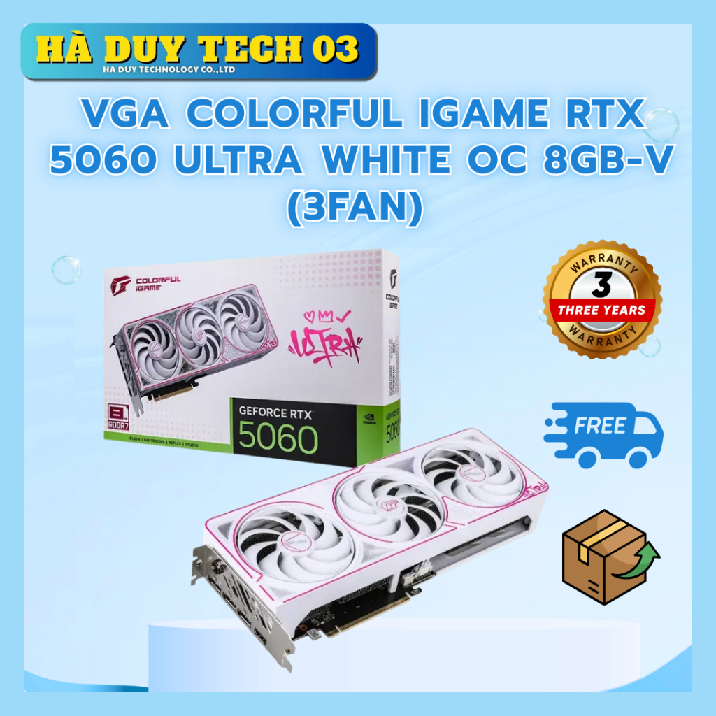 VGA COLORFUL IGAME RTX 5060 ULTRA WHITE OC 8GB-V (3Fan) - Hàng chính hãng - Bảo hành 36 tháng