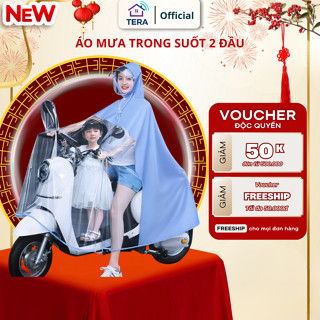 Áo Mưa Trong Suốt 2 Đầu Bảo Vệ Toàn Diện Phong Cách Mới  Chống Trượt An Toàn Cho Mẹ Và Bé