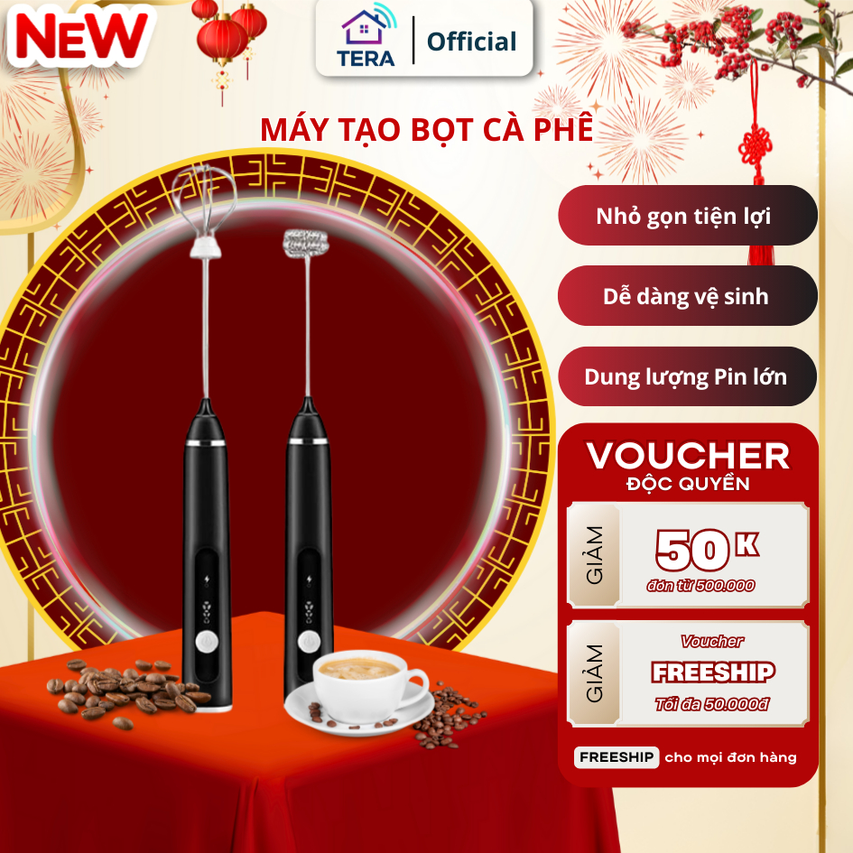 Máy Tạo Bọt Cà Phê , Máy Đánh Trứng Cầm Tay Mini Không Dây Tích Điện Đa Năng 3 Chế Độ