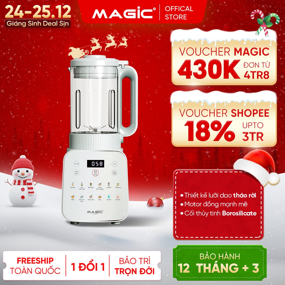  Máy làm sữa hạt Magic A-103 - Cối Thủy Tinh 1.75L – Lưỡi 8 Cánh Tháo Rời – Giữ Ấm Tự Vệ Sinh 