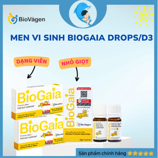  Men vi sinh BioGaia Protectis Drops + Vitamin D3 5ml + Dạng Viên nhai ngậm giúp cải thiện tiêu hóa cho bé MECAHEO 