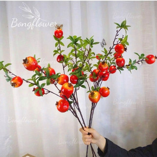 Cành Lựu Giả Decor | Hoa Quả Giả Cắm Bình Sang Trọng