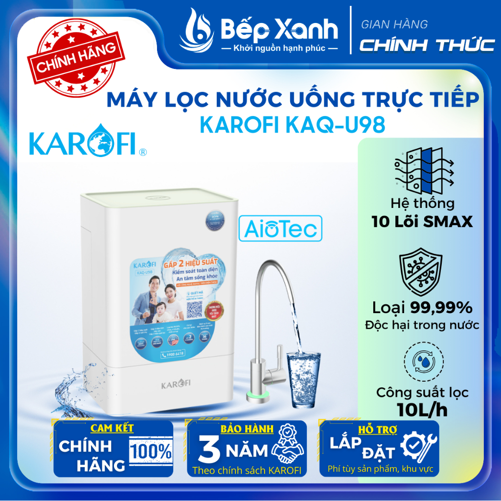 Máy lọc nước để gầm Karofi KAQ-U98 - 10 lõi lọc - Giám sát từ xa bằng smartphone