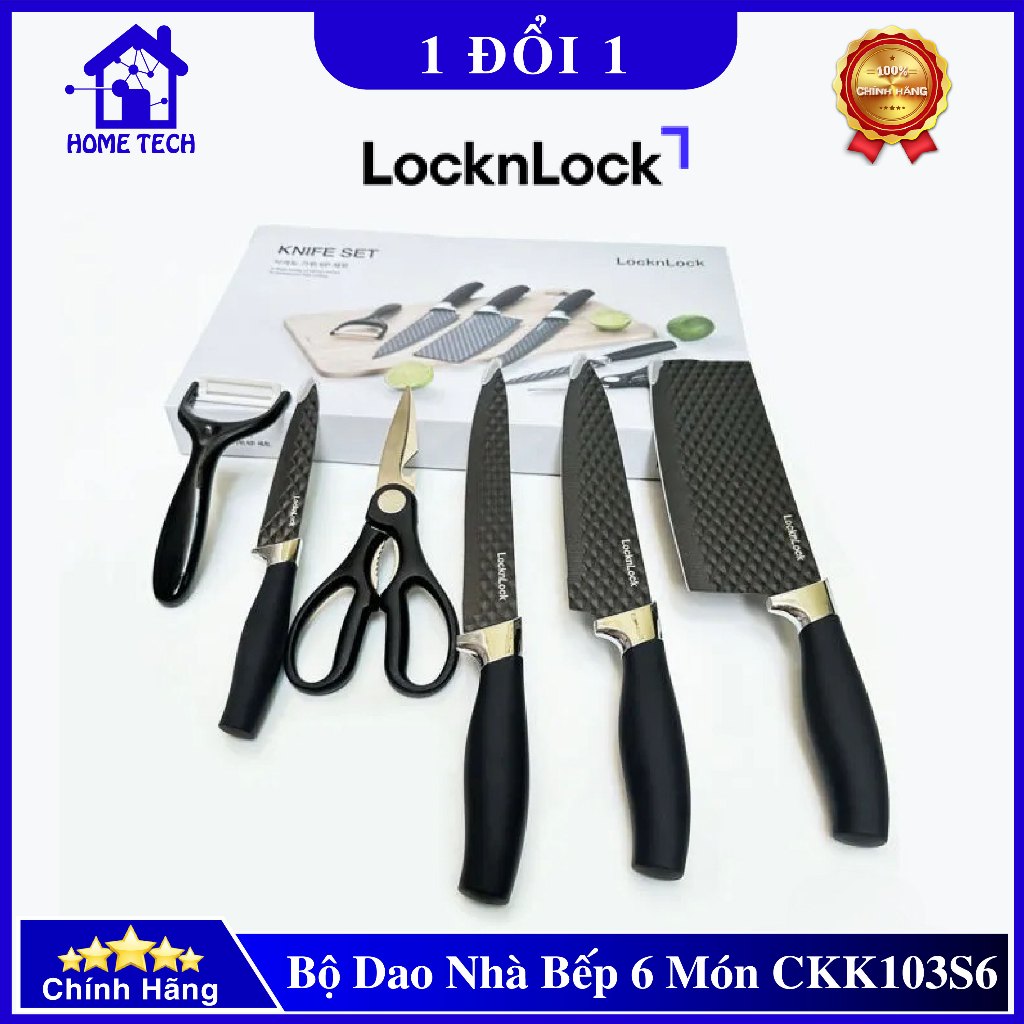 Bộ dao nhà bếp 6 món LocknLock CKK103S6 màu đen đóng hộp sang trọng - Hàng chính hãng