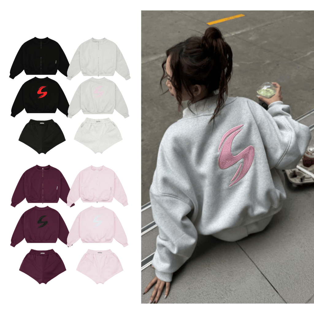 Set Bộ Nỉ Sweater Zip 2 Chiều Logo Thêu Boxy, Quần Short Nỉ Freesize Form Rộng Nhiều Màu SSSTore.Aes