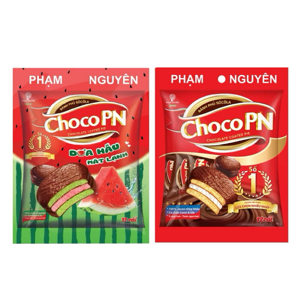 BÁNH CHOCO PN PHỦ KEM GÓI 216G (12 CÁI)