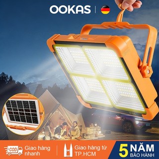 OOKAS Đèn LED năng lượng mặt trời ngoài trời, 800w, Tích Điện Chống Nước IP66 4 Mức Sáng Đèn Cảnh Báo SOS