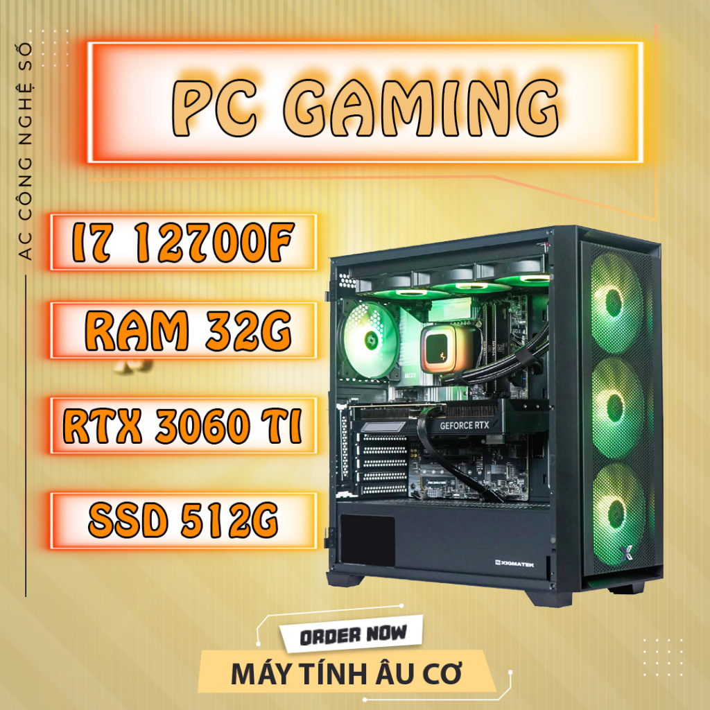 PC Gaming i7 12700f / RTX 3060ti / ram 32G / SSD 512G , Máy tính chơi game Giá rẻ