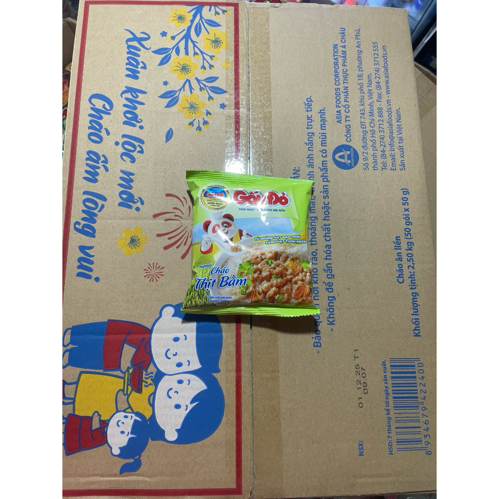 Cháo gấu đỏ thịt bầm thùng 50gói(mẩu mới)