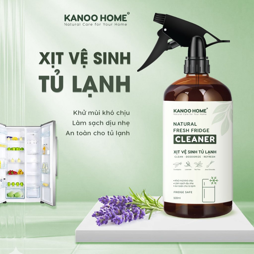 Xịt vệ sinh tủ lạnh. Làm sạch nhẹ nhàng, hương thảo mộc nhẹ nhàng Kanoo Home 500ml