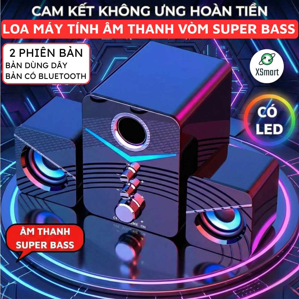 Loa vi tính để bàn MC D221 SUPER BASS Cực Đã, Có LED, Dòng Loa Máy Tính Cao Cấp Cho Captop, PC, ĐT