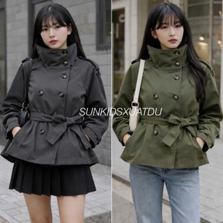   HÀNG XUẤT XỊN  Áo khoác kaki nữ dây thắt eo tháo rời 