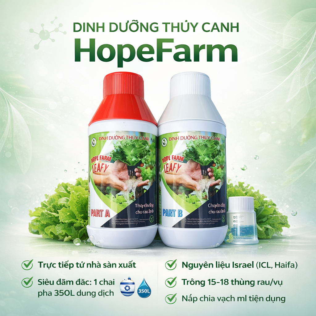  Dinh dưỡng thủy canh khí canh trồng Rau ăn lá Rau ăn quả Hope Farm-Israel  Cặp Chai 1 Lit 