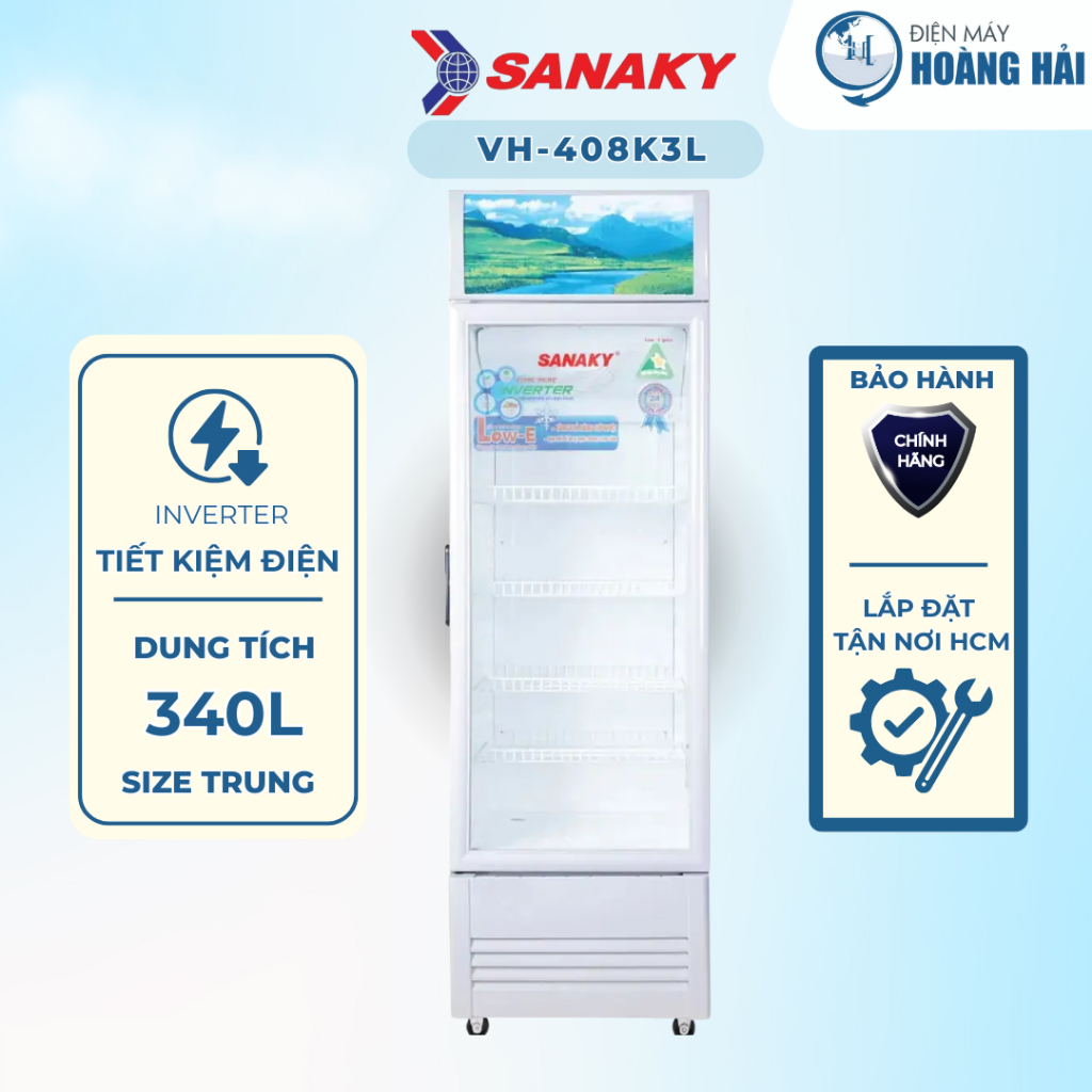 VH-408K3L | Tủ mát Sanaky Inverter 340 lít VH-408K3L - Hàng Chính Hãng