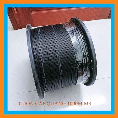 Cuộn dây cáp quang Fl telecom 3 sợi gồm 1 sợi gia cường 2 sợi thép, sợi quang bên trong, bên ngoài có lớp nhựa Fltelecom