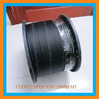 Cuộn dây cáp quang Fl telecom 3 sợi gồm 1 sợi gia cường 2 sợi thép, sợi quang bên trong, bên ngoài có lớp nhựa Fltelecom
