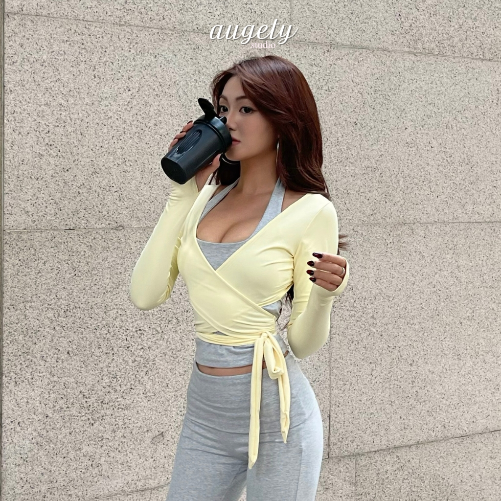 Áo Khoác Đắp Chéo Buộc Dây Tay Dài Công Nghệ Vải Siêu Mỏng Mát Và Co Giãn Ôm Sát Augety Studio, LIORA Wrapped Cardigan