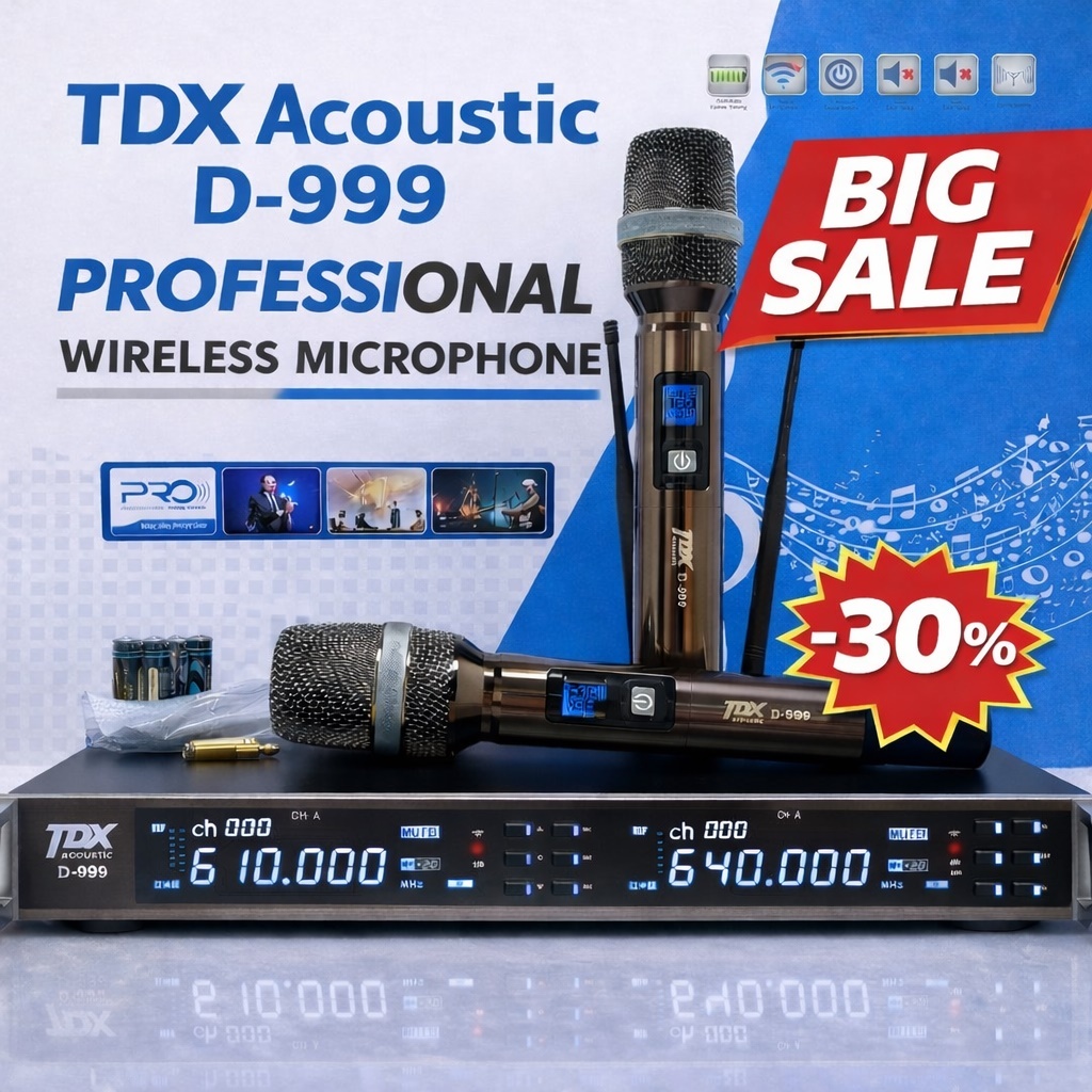 Micro Không Dây TDX Acoustic D-999 | Karaoke Gia Đình, Chống Hú, Hát Nhẹ, Mới 2026