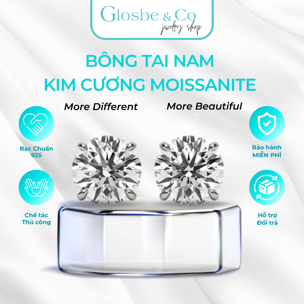 Bông Tai Nam Kim Cương Glosbe & Co Kim Cương Moissanite 5LY - BNMOI03